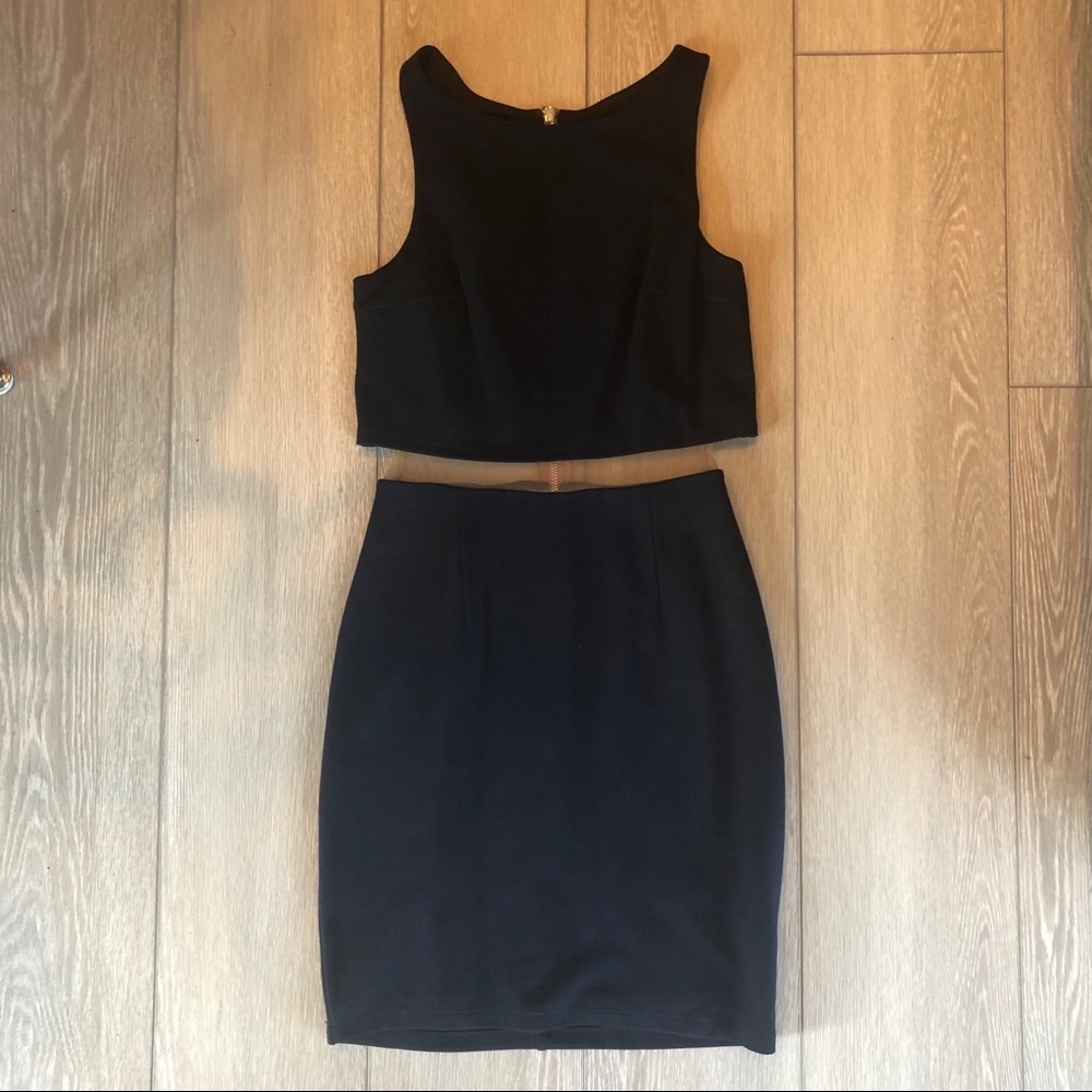 Bailey44 Illusion Dress Cropped, Exposed Zipper, Navy Size XS